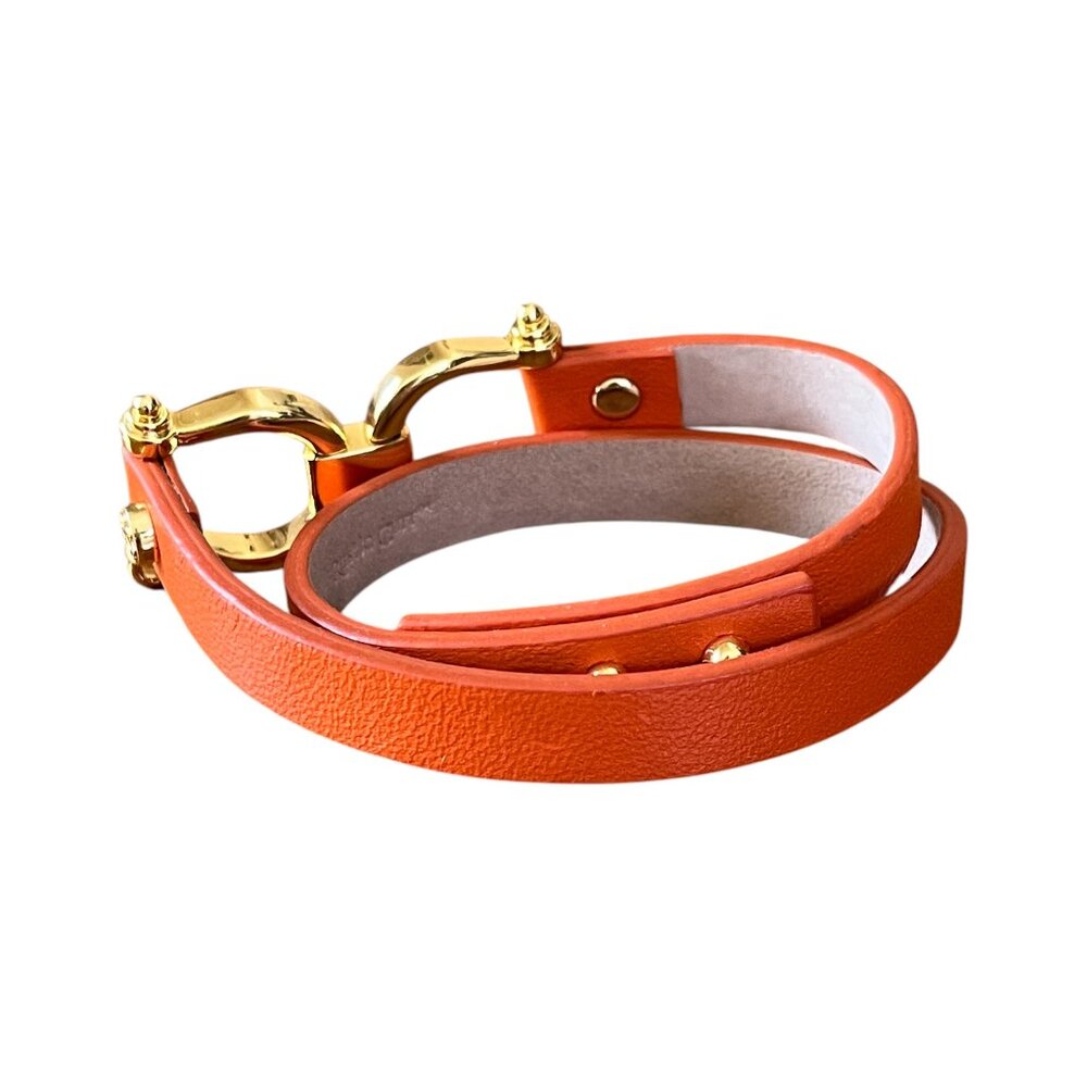 Rustic Cuff Orange Double Wrap Leather Horse Bit … - image 2